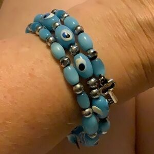 Memory wire wrap ocean eyes bracelet‎ OSFM